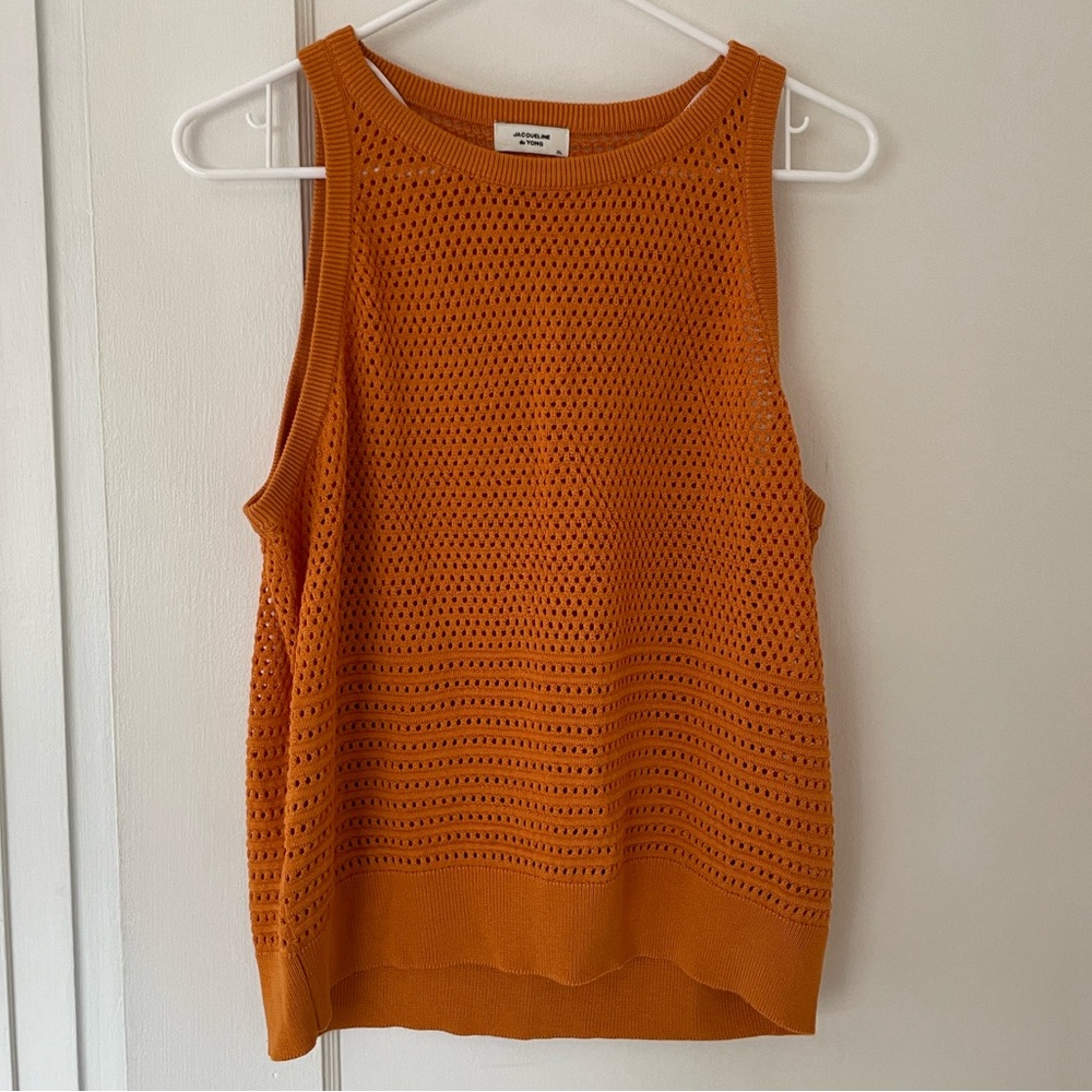 Jacqueline De Yong Orange Crochet Top